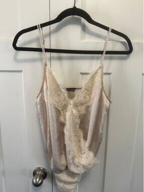 Abercrombie & Fitch satin lace nude color bodysuit cami size small